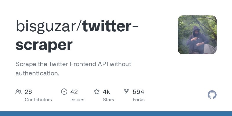 GitHub - bisguzar/twitter-scraper: Scrape the Twitter Frontend API without authentication.