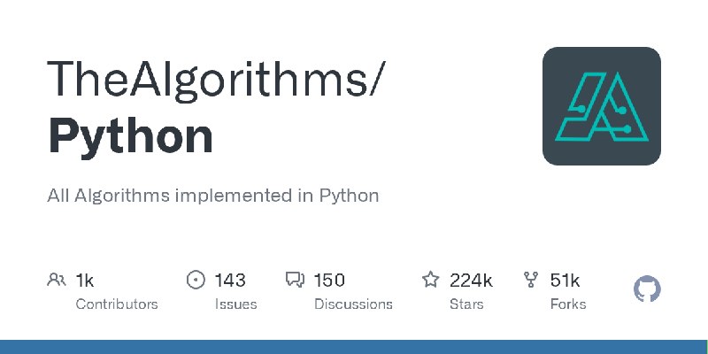 GitHub - TheAlgorithms/Python: All Algorithms implemented in Python