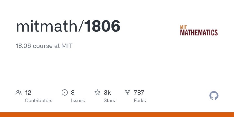 GitHub - mitmath/1806: 18.06 course at MIT