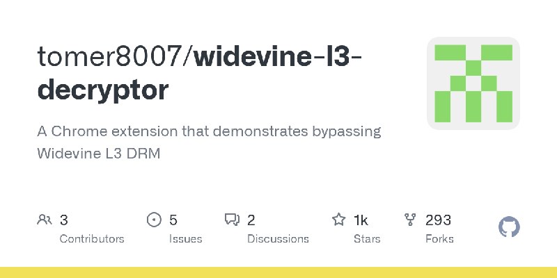 GitHub - tomer8007/widevine-l3-decryptor: A Chrome extension that demonstrates bypassing Widevine L3 DRM