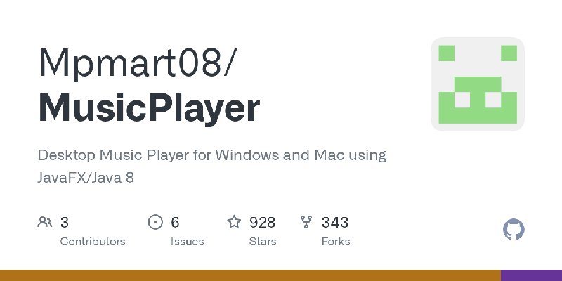 GitHub - Mpmart08/MusicPlayer: Desktop Music Player for Windows and Mac using JavaFX/Java 8