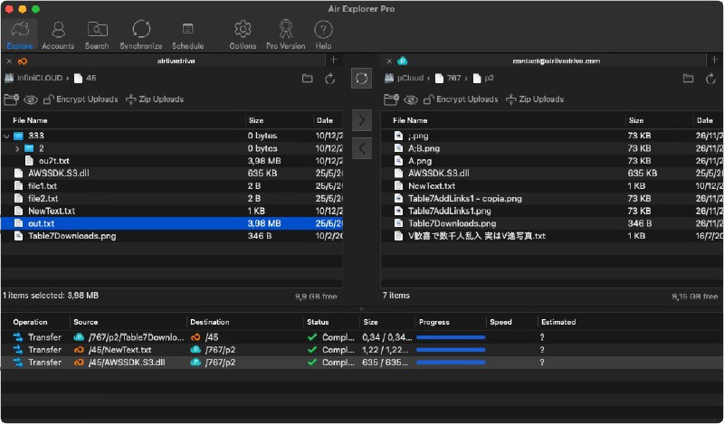 Air Explorer is tool for managing and synchronizing your cloud data