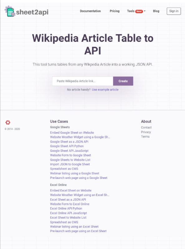 一个工具（使用Python）将任何Wikipedia文章表转换为JSON API