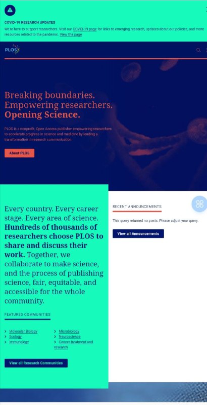 PublicLibrary of Science 科学公共 #图书馆 原是一家由众多诺贝尔奖得主和慈善机构支持的非赢利性学术组织，旨在推广世界各地的科学和医学领域的最新研究成果