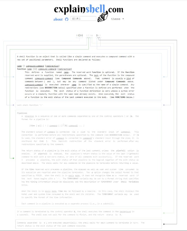 ExplainShell 这个是由以色列人Idan Kamara开发的一款非常酷的 #linux 命令查询 #工具 ，非常方便linux系统爱好者查询相关的命令，快速理解 #命令行 的详细说明