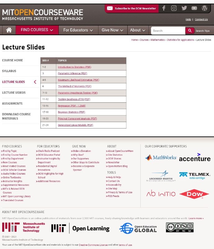 MIT《应用统计》课程及讲义  Slides #机器学习MIT《应用统计》课程及讲义  Slides #机器学习
