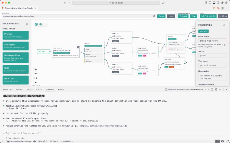 在使用 Claude Code 构建复杂的 AI 自动化任务时，通常需要手动编写大量的智能体定义和命令脚本，逻辑分支一旦增多，纯文本的维护和调试就会变得不够直观