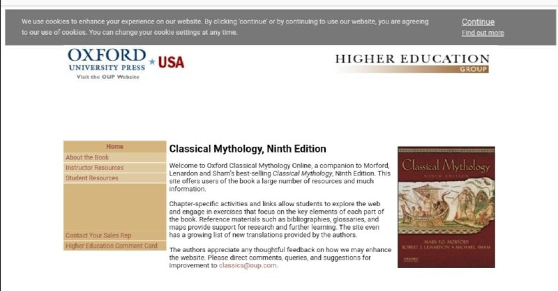 牛津大学为古典 #神话 第九版出了一个辅助网站，内有各种在线相关材料，感兴趣的可以学习