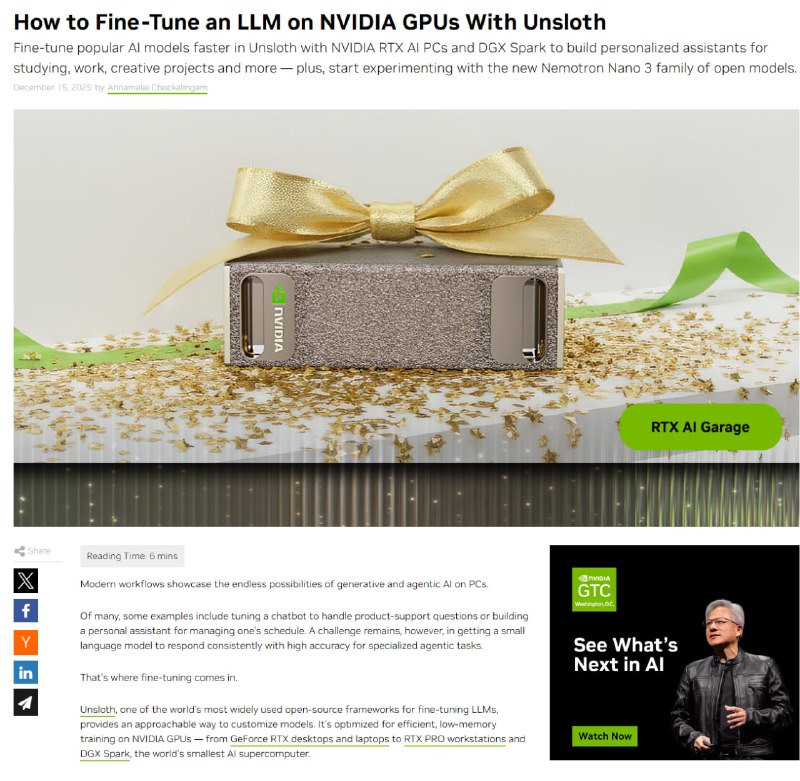 NVIDIA近期联合Unsloth发布了一份大语言模型微调入门指南，这标志着大模型微调正在从实验室走向每一位开发者的桌面