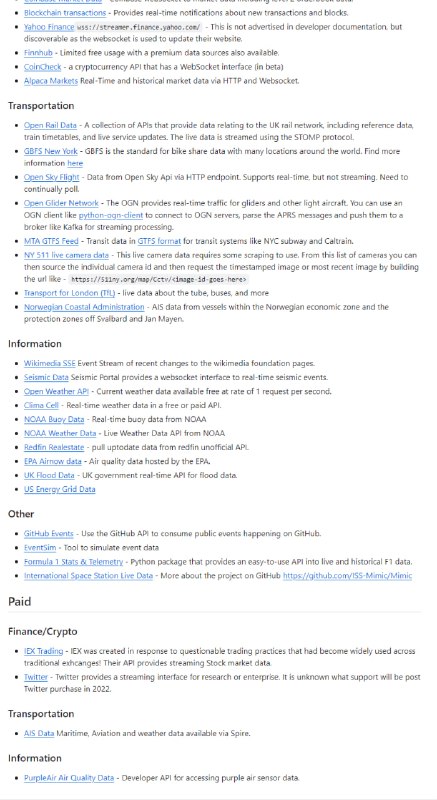 Awesome Public Real-Time Datasets and Sources
