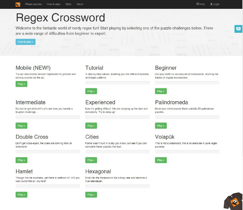 一个Regex Cross­word （正则表达式填字游戏）网站