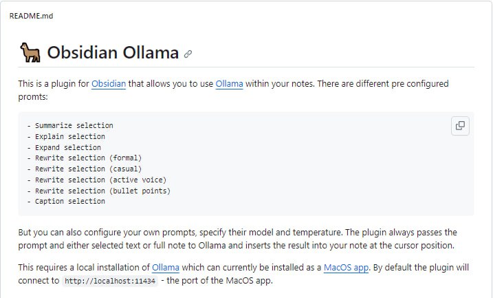 Obsidian插件，可以在Obsidian笔记中直接调用Ollama完成笔记内容的自动创作obsidian-ollama | #插件 #obsidian