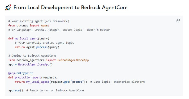 Amazon Bedrock AgentCore Python SDK 助你轻松把本地AI代理快速上线到企业级生产环境，无需操心基础设施