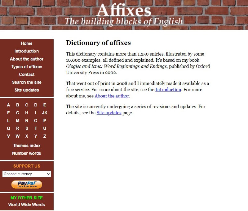 Dictionary of affixes 这本 #字典 包含1250多个词条，由大约10000个例子说明，都有定义和解释