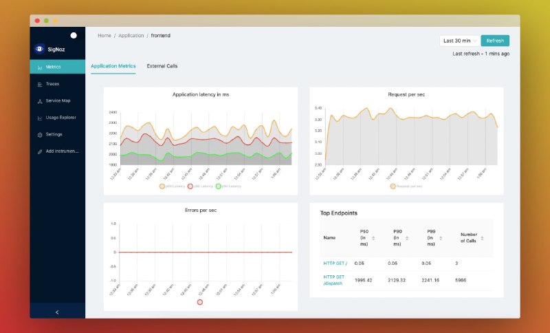 SigNoz，一个DataDog、NewRelic 的开源替代品，可帮助开发者实时监控并分析项目问题