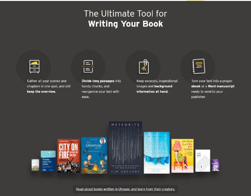 Ulysses 是国外的一款 #笔记工具 ，基于Markdown模式开发，这款软件融合了Markdown的笔记查看、文本编辑、文档管理的功能，用户可以添加任意深度的目录结构，非常适合知识体系管理、长文档撰写等任务1.丰富的导出格式， 包括HTML、ePub、PDF、RTF、Word、PlainText以及发送到邮件， 并有模板支持；2.支持新窗口编辑，也可以快速用其它软件打开文档；3支持收藏与过滤器(相当于一个逻辑分组)，提供多维的文档归类方式；4.提供丰富统计信息，包括字、词、句、段落、页数，以及预计阅读时间；5.支持为每篇文档添加笔记、关键词、图片附件；6.支持写作目标设定，比如当前文档至少要写满2000字符；7.搜索范围灵活， 包括组内搜索、本地搜索和Library(包括本地、iCloud端和Daedalus端) 搜索