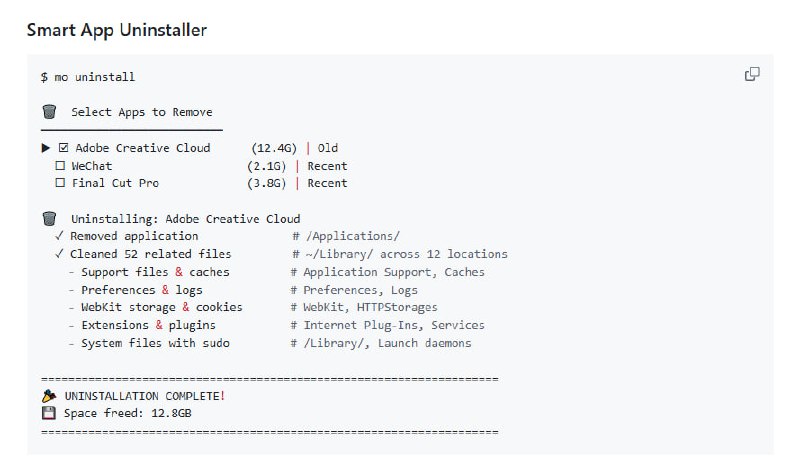 Mole 是一个轻量级终端工具，能快速帮你释放上百GB空间，功能强大且零冗余