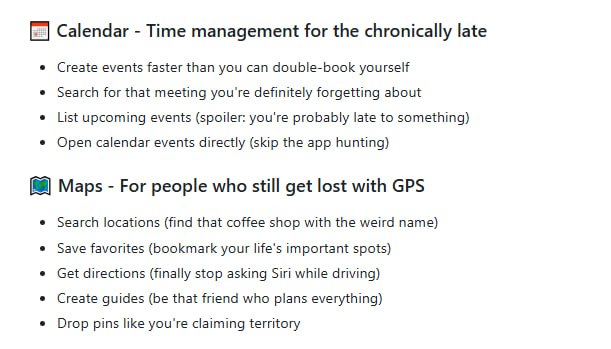 Apple MCP 是一套集成 Apple 原生应用的模型上下文协议工具，让你的 Mac 不仅仅是“好看”，还能变成 AI 助手，帮你自动完成各种日常任务