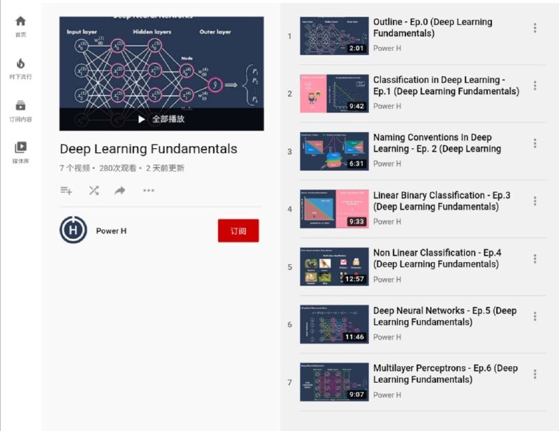 #深度学习 基础 油管 B站