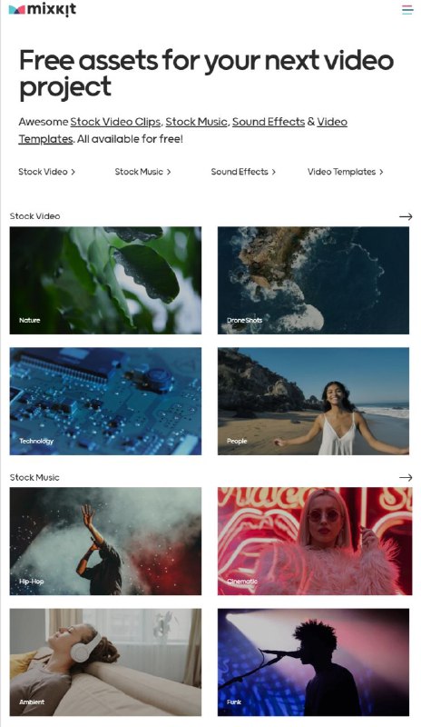 免费可商用的高清视频 #素材 网站Mixkit