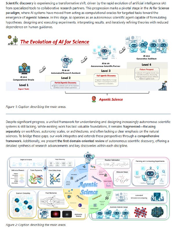 “Agentic Science”项目汇总了AI自主科学探索的最新进展，展示了AI如何从辅助工具成长为能独立提出假设、设计实验、分析数据乃至迭代改进理论的“科学家”