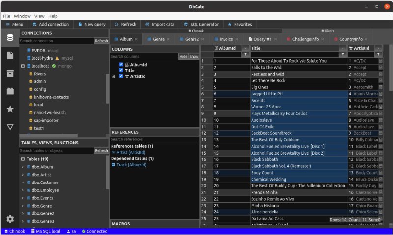 DbGate 开源跨平台的SQL+noSQL数据库客户端，提供macOS，Windows和多个LInux平台的下载