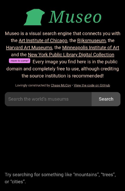 这款名为Museo的搜索引擎为广大历史爱好者以及对公开在线艺术品收藏等资源有需求的学者提供了极大的便利