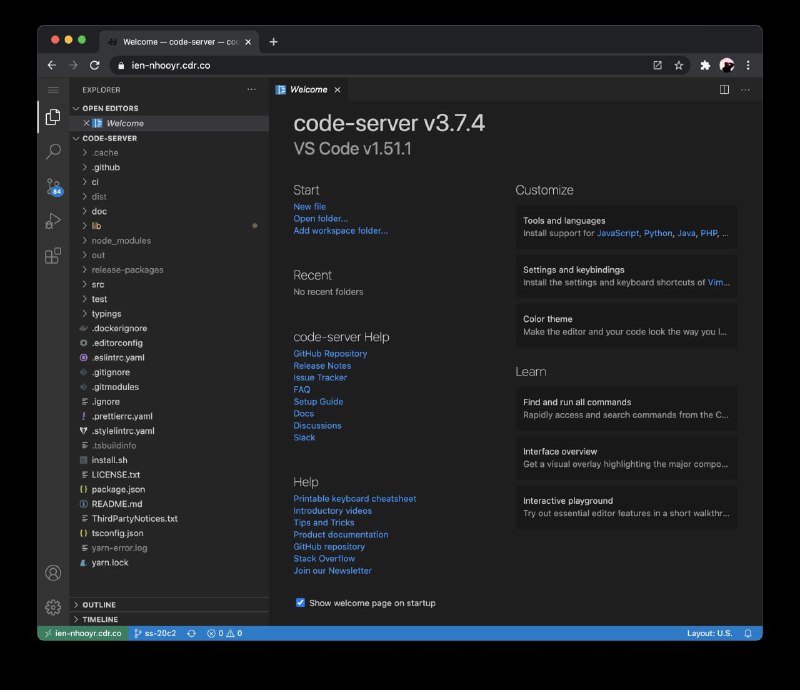 code-server 一个让你能在浏览器中运行 VS Code 的 #工具 