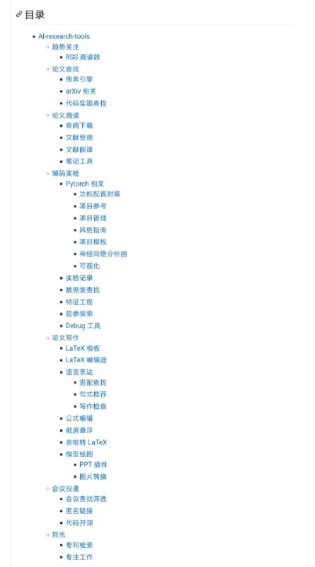 国内一位开发者在 GitHub 上整理的 A科研工具集，其中汇总了包含论文查找、阅读、写作、编码实验等多个不同场景下的 #工具 列表国内一位开发者在 GitHub 上整理的 A科研工具集，其中汇总了包含论文查找、阅读、写作、编码实验等多个不同场景下的 #工具 列表