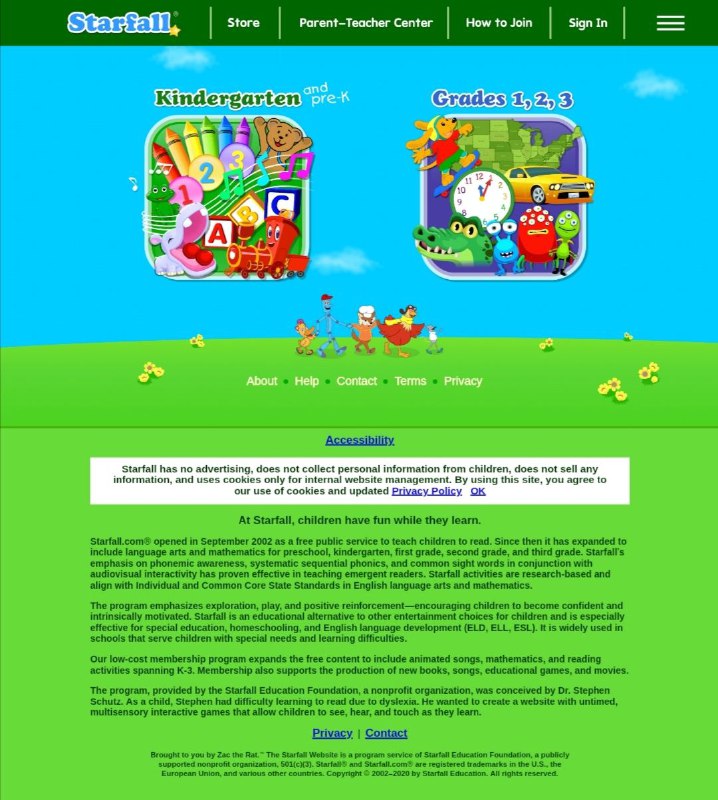 Starfall是一个非常有名的 #儿童 语音教学网站
