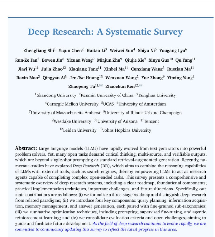 一篇关于Deep Research的综述论文《Deep Research