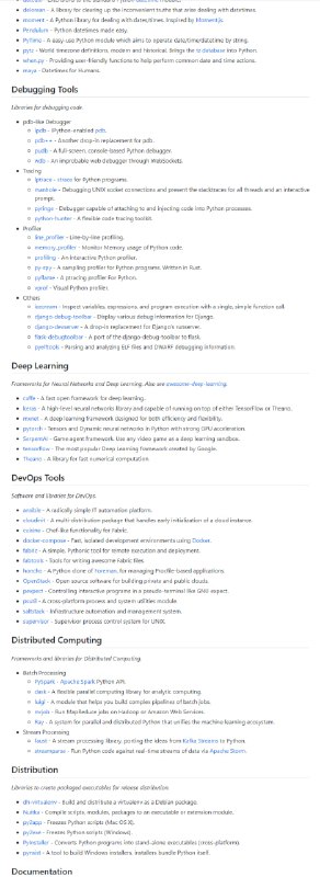 Python 框架、库、软件和资源的精选列表awesome-python | #Python #框架Python 框架、库、软件和资源的精选列表awesome-python | #Python #框架