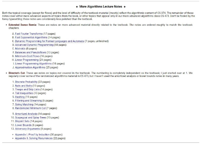 《算法》 by杰夫·埃里克森(Jeff Erickson)著该网页包含作者自出版的教科书《算法》的免费电子版，以及各种理论计算机科学课程编写的其他讲义
