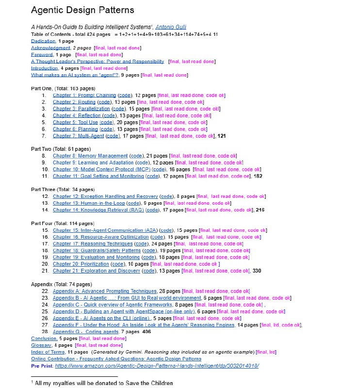 新书《Agentic Design Patterns》由谷歌专家 Antonio Gulli 编写，深入探讨现代 AI agent 设计的实用范式与架构，打破传统 LLM 局限，推动智能体演进