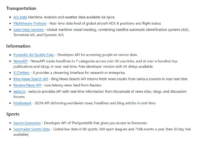 实时数据在数据分析和应用开发中越来越关键，但找到高质量、公开且实时更新的数据源并不容易