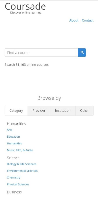 coursade 一个在线 #公开课 课程的网站，目前可搜索51163门在线课程，大部分可免费学习