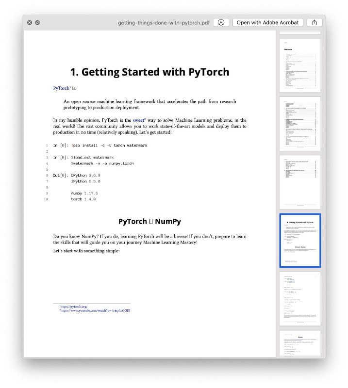 Getting Things Done with Pytorch开发者可从该书中学到有关 #PyTorch、神经网络、图像分类、人脸检测、情感分析等基础知识