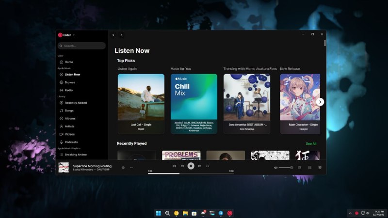 Cider，一款开源的跨平台 Apple Music #音乐 #播放器 ，基于 Vue.js 和 Electron 构建，内置音频增强、社交分享、远程操控等功能
