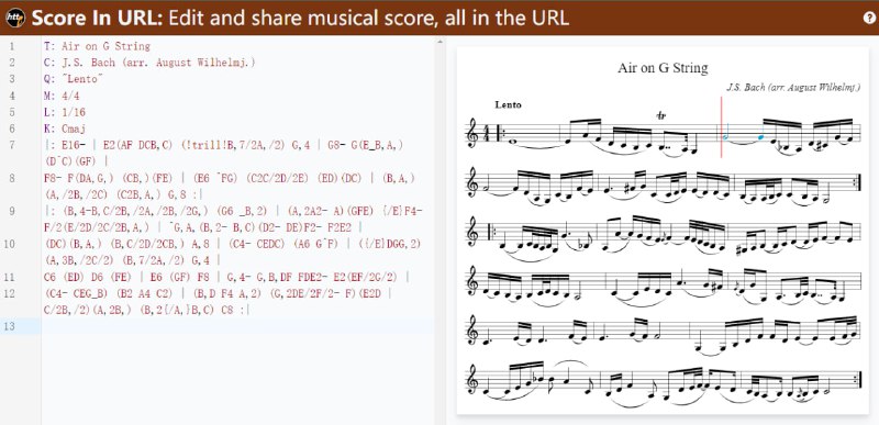 一个在线编辑和分享乐谱的网站，乐谱保存在 URL 之中