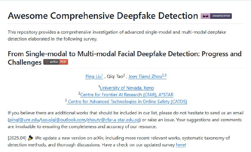 Awesome-Comprehensive-Deepfake-Detection