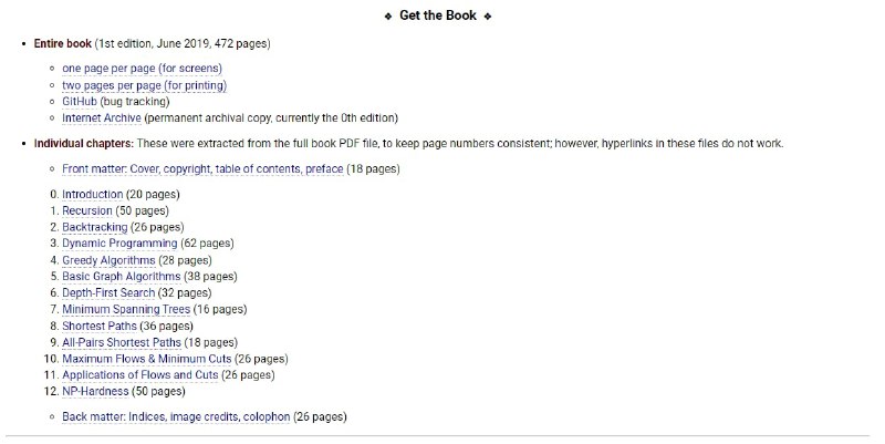 《算法》 by杰夫·埃里克森(Jeff Erickson)著该网页包含作者自出版的教科书《算法》的免费电子版，以及各种理论计算机科学课程编写的其他讲义