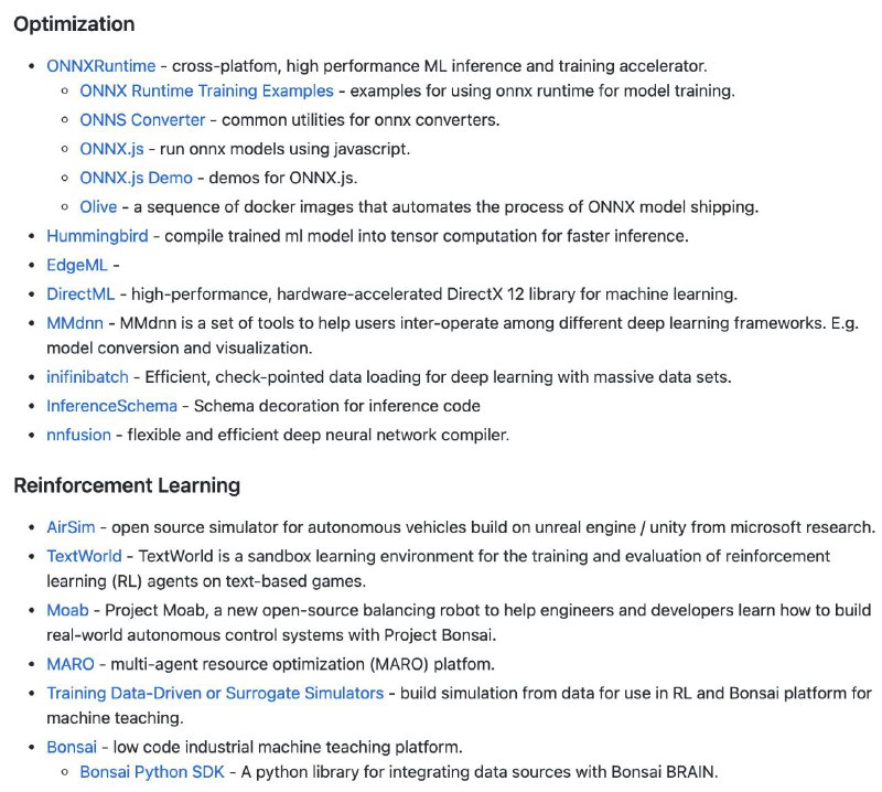 微软在 GitHub 上开源了一份机器学习相关的资源列表