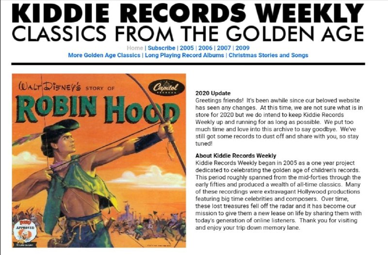 英文 #儿童 故事集kiddierecords，一个50年代初至40年代中期的故事网站，大约包含有250个视频，以及高品质的MP3格式下载，也可以进行在线收听