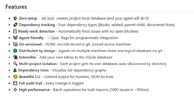 编码助手总是忘记上下文，任务杂乱无章？Beads 来帮你解决！  这是一个专为 AI 编码代理打造的轻量级「记忆系统」，用图形化的任务依赖链把工作像串珠子一样串起来，让智能体清晰追踪复杂任务流
