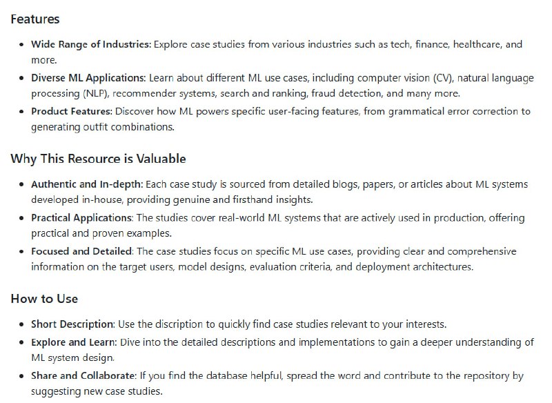 这份机器学习系统设计案例库，涵盖了300多个来自80+公司的真实项目，横跨金融科技、电商、出行、社交、媒体等多个行业