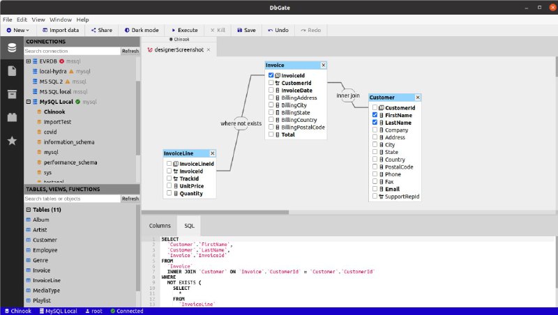 DbGate 开源跨平台的SQL+noSQL数据库客户端，提供macOS，Windows和多个LInux平台的下载