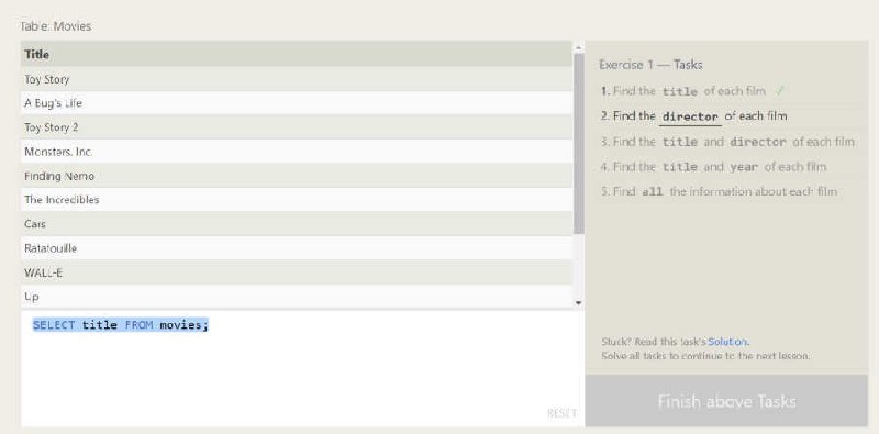 SQLBolt - 以交互方式学习 #SQL