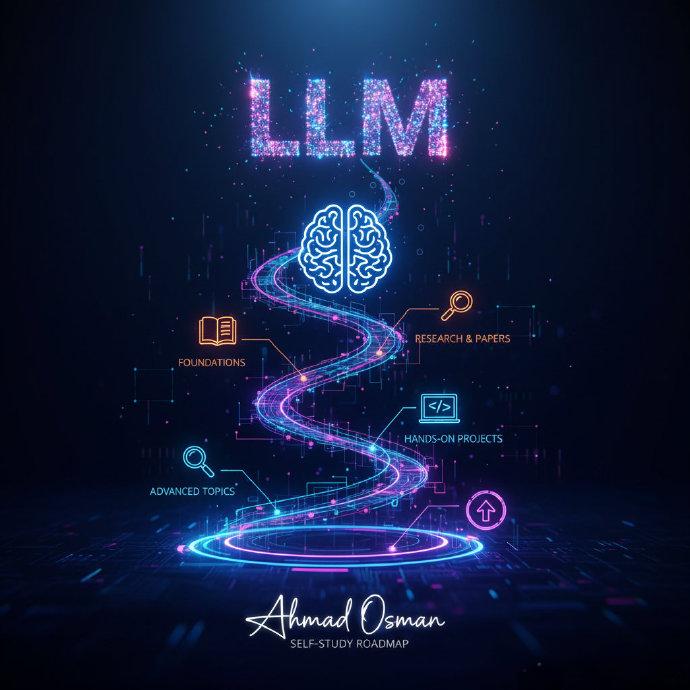 Ahmad Osman 的 LLM 自学路线图想从零开始构建自己的大语言模型（LLM）？这条路线帮你理清思路，分阶段拆解学习目标，带你从基础数学到模型上线，真正“造”出模型，而不是只会用API