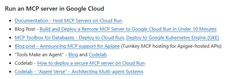 Google MCP（Model Context Protocol）提供了一套完整的协议和服务器资源，帮助开发者快速搭建和管理基于模型上下文的服务