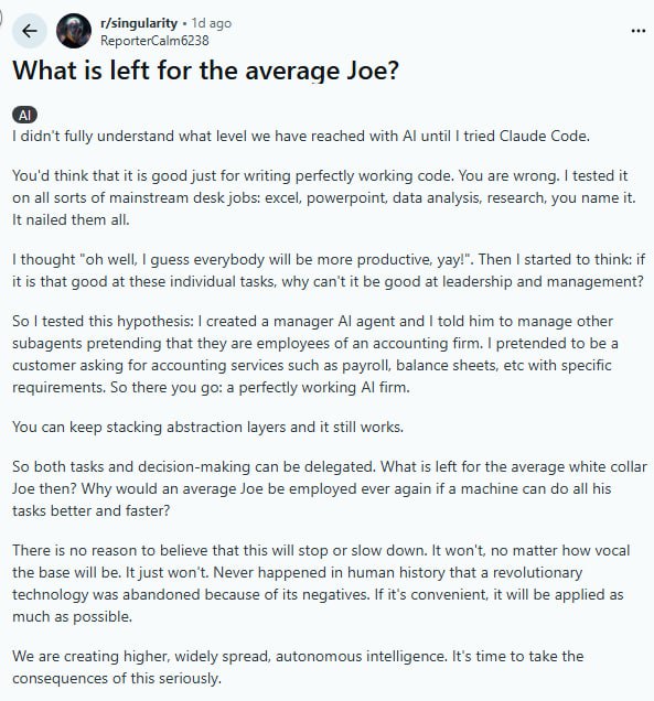 AI能做一切白领工作了吗？一个实验引发的思考 | 帖子一位用户发帖称，自己用Claude Code测试了各种主流办公任务